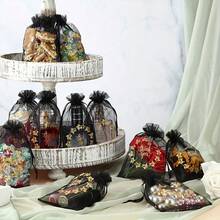 10 piezas, bolsas de organza transparente para agradecer, bolsas de compras claras negras pequeñas para joyas, regalos, bolsas de favor de boda con cordón para negocios, boda, caramelos, maquillaje, jabón, envoltorios de regalos, bolsas de favor de organza para maquillaje, bolsas de regalo de red - Negro - Ver 5