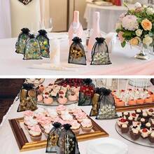 10 piezas, bolsas de organza transparente para agradecer, bolsas de compras claras negras pequeñas para joyas, regalos, bolsas de favor de boda con cordón para negocios, boda, caramelos, maquillaje, jabón, envoltorios de regalos, bolsas de favor de organza para maquillaje, bolsas de regalo de red - Negro - Ver 3