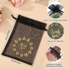 10 piezas, bolsas de organza transparente para agradecer, bolsas de compras claras negras pequeñas para joyas, regalos, bolsas de favor de boda con cordón para negocios, boda, caramelos, maquillaje, jabón, envoltorios de regalos, bolsas de favor de organza para maquillaje, bolsas de regalo de red - Negro - Ver 2