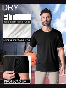 Dry Fit T-Shirt And Plain Tactel Shorts Set With Pockets - Màu xám đen - Xem 8