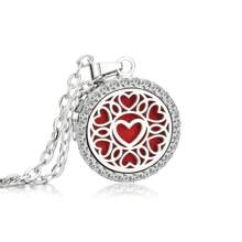 Collier pendentif d'aromathérapie en cristal Médaillon à fleurs de l'arbre de vie ouvert Collier de parfum Diffuseur d'huiles essentielles Bijoux Pendentifs strass Colliers d'arôme
