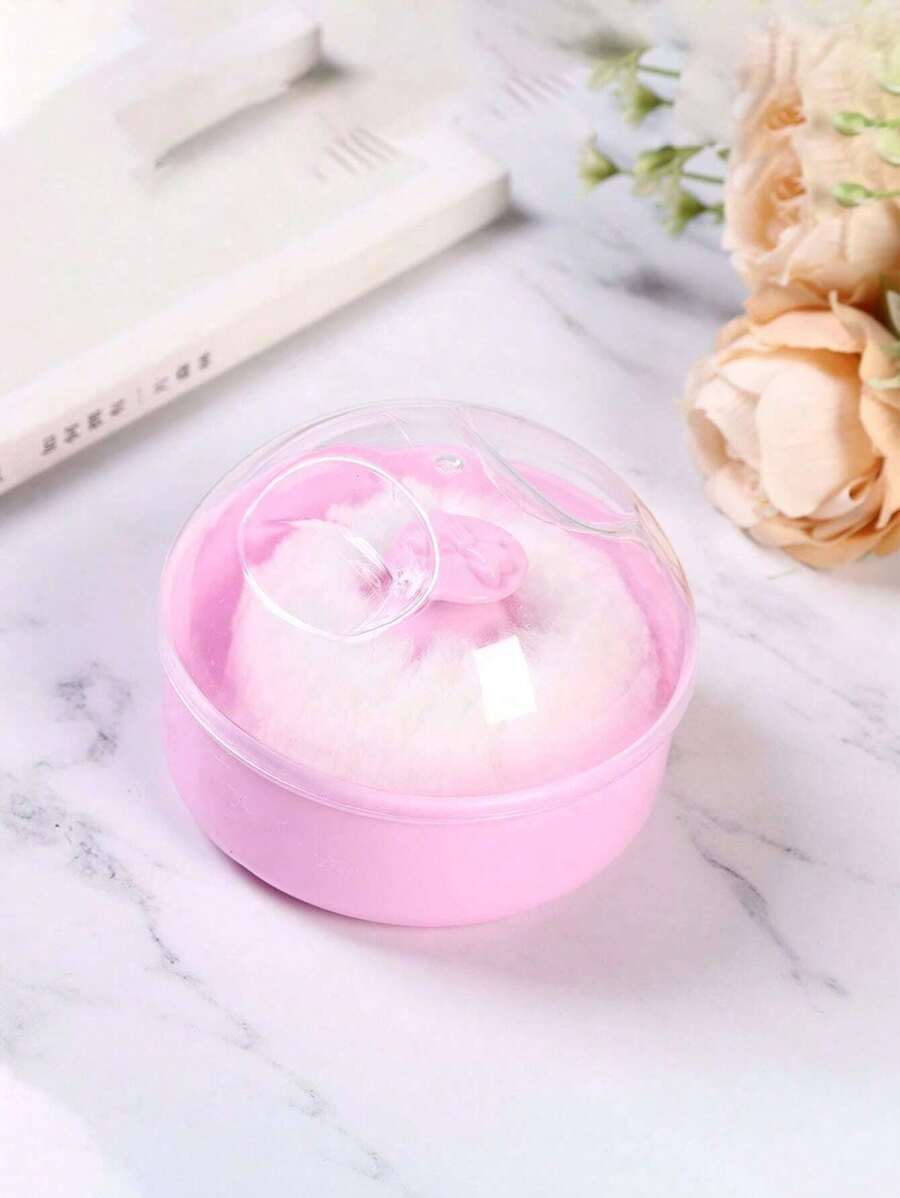 1pc Pink Hair Salon Cleaning Powder Puff, Powder Puff Box, Velvet ...