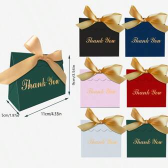 Thank You Gift Box, 10 Pack Small Thank You Gift Box With Handles, 4.33''x 1.97''x3.54'' Mini Gift Paper Box Bulk For Birthday, Wedding, Party Favors