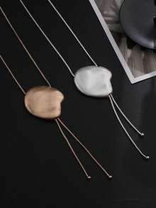 Vintage Asymmetrical Round Pendant Adjustable Necklace Women Imple Long Style Tassel Gold Metal Girl Fashion Jewelry Clothing  Accessories - Multicolor - View 7