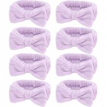 8 Pcs  Spa Headband For Washing Face And Makeup Bridesmaid Proposal Gifts For Women Coral Fleece Skincare Headbands Elastic Bow Head  Women Cute Bow Head Bands (White,Pink, Blue, Purple, Black, Gray, Curry)