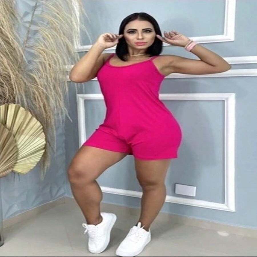 WOMEN'S THIN STRAP VISCOLYGRA JUMPSUIT - Rosa Fucsia - Ver 1