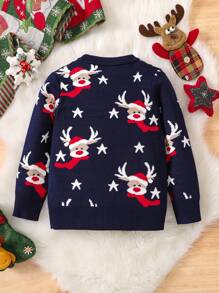 Pullover tricoté à motif de Noël pour jeune garçon