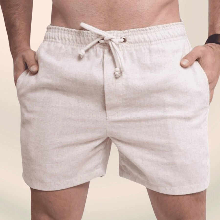 Men's Linen Shorts Short Fashion Casual Elegant Premium Basic - 米色 - 查看 1