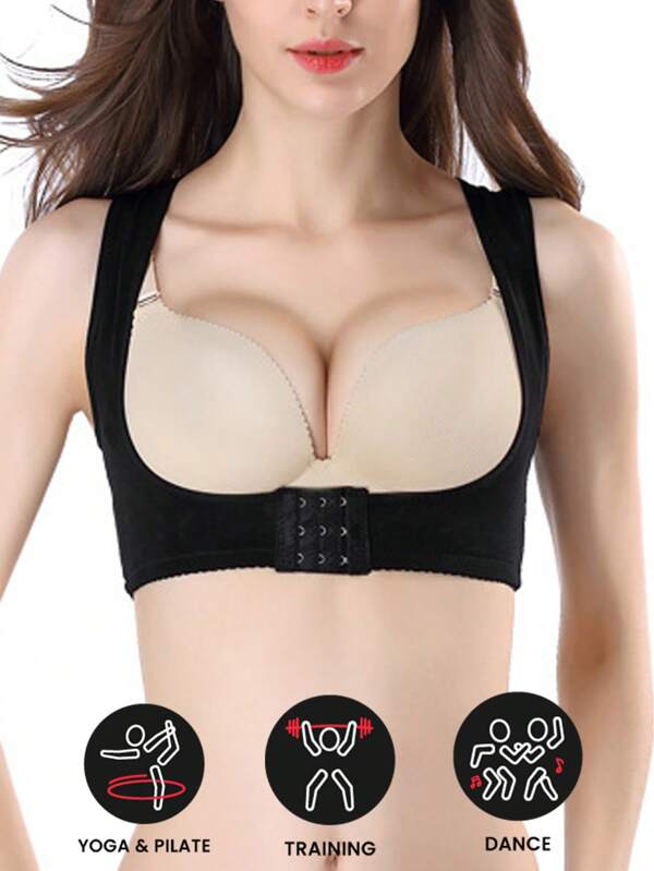 1 Stück einstellbarer Sport-BH Trägerhemd für Damen mit verdeckter Büstenunterstützung, Hebung und Anti-Durchhängen Brustlifting, Rückenhaltung, Verlängerungsclips (Wenn Sie eine lockerere Passform bevorzugen, bestellen Sie bitte eine Größe größer) Fitnesszubehör