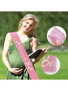 1 套准妈妈婴儿送礼会装饰品、准妈妈腰带和头饰套装准妈妈皇冠准妈妈别针孕妇礼物，适合性别揭晓和女婴和男婴送礼会婴儿送礼会家庭装饰礼物