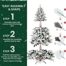 Árbol de Navidad artificial nevado de 5 pies de altura, hecho de PE y PVC, con puntas de rama, para decoración de hogar, oficina, fiestas navideñas, interior y exterior. Árbol de Navidad completo con soporte metálico plegable - Blanco - Ver 4