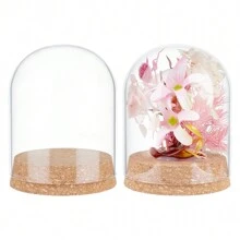 2Pcs Glass Display Dome Cloche 4.2x3.2 Inch Bell Glass Jars With Cork Base Glass Dome Display Case For Flower Specimens Inner Diameter: 3 Inch - Clear - View 1