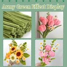 400 piezas Limpiapipas flexibles de chenilla verde, limpiapipas verdes surtidos, tallos de chenilla versátiles, fácil de retorcer y doblar, manualidades hechas a mano para flores de tulipán, hojas, animales, árbol de Navidad, regalos para el Día de la Madre y proyectos creativos - Perfecto para entusiastas de las artes y manualidades, proyectos navideños y limpieza - Juego duradero, plegable y colorido