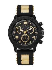 1pc Fashionable Luxury Mixed Crystal Scale 3-Dial Silicone Quartz Watch, Suitable For Daily, Birthday Gifts, Halloween Gifts, Etc.