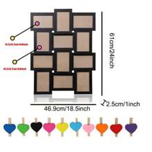 Multi Picture Frame Collage Aperture Photo Frames Holds 12 - 6''X4'' Photos UK - Black - View 2