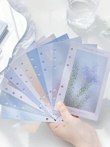 1PC Notebook, Planner Scrapbook With Sticky Notes, Journal Notebook With Four Seasons Colors Of Spring, Summer, Autumn, Winter As Separators,School Supplies Journal Notebooks Stationery Cuaderno - Purple - View 1