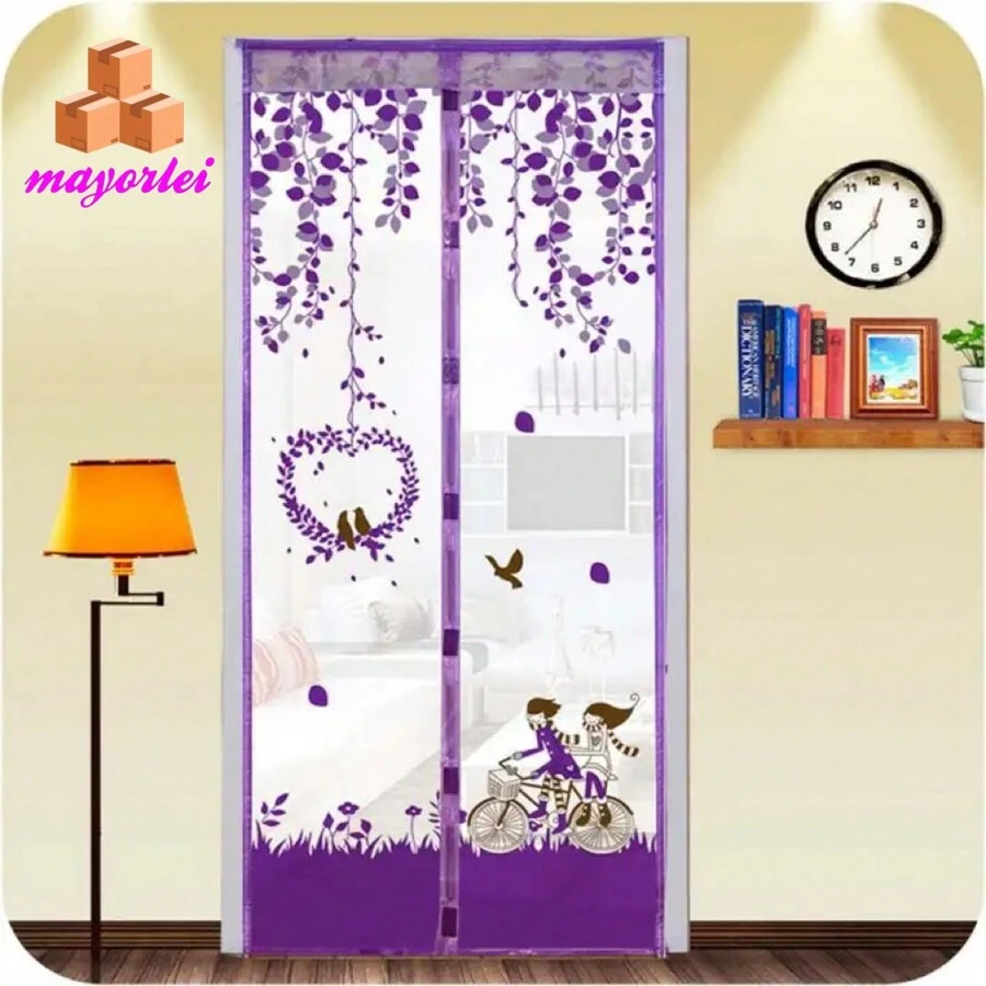 Magnetic Mosquito Net For Door, Polyester Material Curtain, Home Textiles - 紫色 - 查看 1