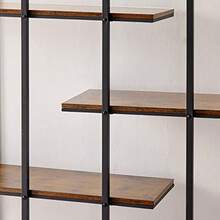 Round Bookshelf Stand & Plant Stand, 5-Tier Metal Bookcase Large Storage Rack, 5 Shelf Book Shelves Indoor Living Room Garden Balcony Display Stand. 67'' W X 11.8'' D X 67'' H. - Brown - View 6