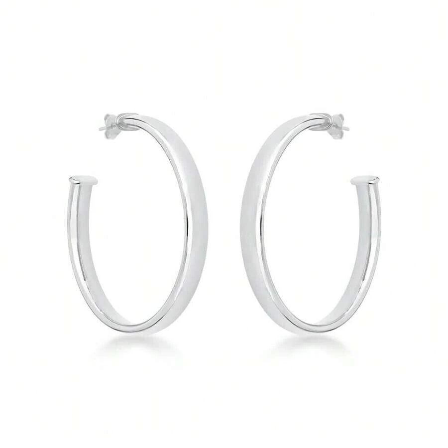 Extra Large Silver Wide Tube Hoop - Gold - View 1