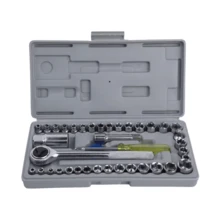 Reversible Ratchet Socket Set, 40 Pieces. 1/4 3/8 Metric - Silver - View 1