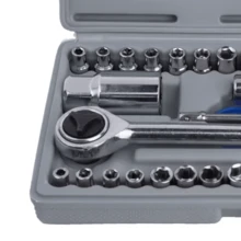 Reversible Ratchet Socket Set, 40 Pieces. 1/4 3/8 Metric - Silver - View 5