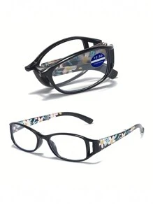 1Pc Fashion Portable Folding Reading Glasses Blue Light Blocking Square Frame Presbyopic Glasses For Women Men - With Eyeglasses Protected Box,Casual Chic Lightweight,Flower Printed, Daily Use,1.0 To 4.0 Accessories For Women Glasses