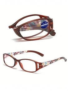 1Pc Fashion Portable Folding Reading Glasses Blue Light Blocking Square Frame Presbyopic Glasses For Women Men - With Eyeglasses Protected Box,Casual Chic Lightweight,Flower Printed, Daily Use,1.0 To 4.0 Accessories For Women Glasses
