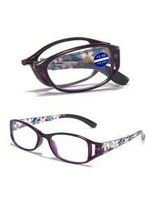 1Pc Fashion Portable Folding Reading Glasses Blue Light Blocking Square Frame Presbyopic Glasses For Women Men - With Eyeglasses Protected Box,Casual Chic Lightweight,Flower Printed, Daily Use,1.0 To 4.0 Accessories For Women Glasses