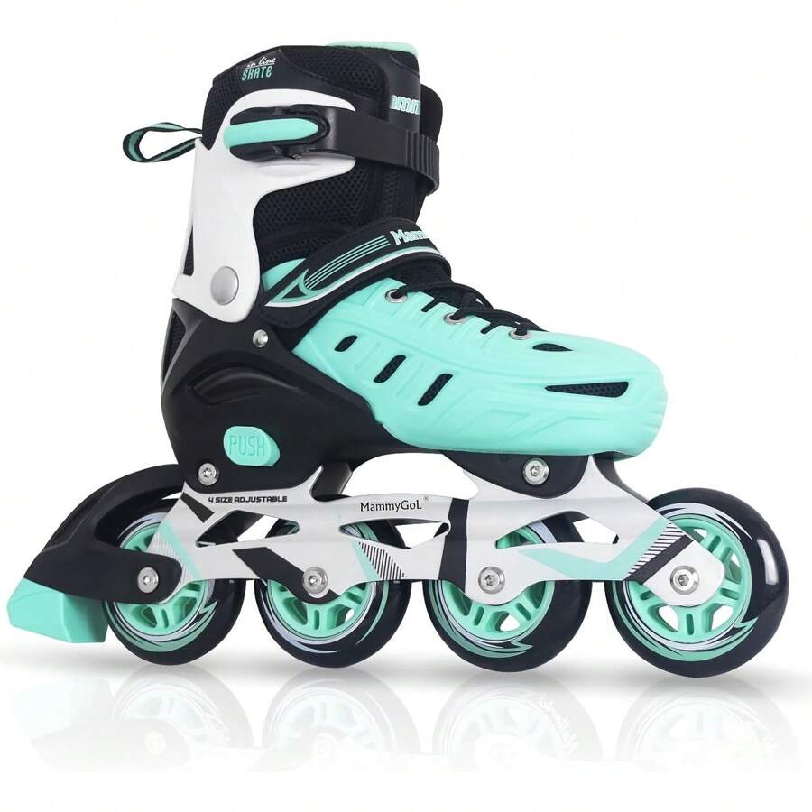 Adults Adjustable Inline Skates, Safe And Durable Roller Skates With Giant Wheels, High Performance Professional Skates For Men Women - Teal - View 1