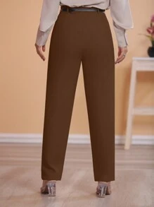 STYLE FASHION Wide Leg Pants With Belt / Color Military Green, Black, , Brown / Tailored / Wide Leg Pants / Summer Winter / Christmas Collection / Elegant / Casual / Stylish / Feminine / Christmas Look / Light / Comfortable / 2024 Collection - 鏽棕色 - 查看 2