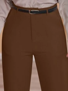 STYLE FASHION Wide Leg Pants With Belt / Color Military Green, Black, , Brown / Tailored / Wide Leg Pants / Summer Winter / Christmas Collection / Elegant / Casual / Stylish / Feminine / Christmas Look / Light / Comfortable / 2024 Collection - 鏽棕色 - 查看 5