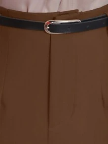 STYLE FASHION Wide Leg Pants With Belt / Color Military Green, Black, , Brown / Tailored / Wide Leg Pants / Summer Winter / Christmas Collection / Elegant / Casual / Stylish / Feminine / Christmas Look / Light / Comfortable / 2024 Collection - 鏽棕色 - 查看 7