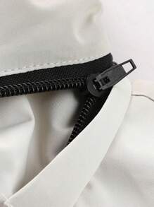 LEDUNTINO Jaqueta esporte casual com zíper, grosseira e forrada, masculina, quente, sólida, em vinho ou verde, presente para namorado, com impressão de letras para o inverno e outono, capuz removível, multi-bolsos, corta-vento, para primavera e outono - Branco - Visão 5
