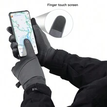 Kyncilor 1 Pair Of Gray And Black Outdoor Sports Style Warm Reflective Gloves For Men And Women In Winter, With A Reflective Strip Design On The Back Of The Hand, Reflective Riding Gloves At Night, Thick Shock-Absorbing And Anti Slip Palm Pad, Two Finger Touch Screen Gloves, Soft And Wear-Resistant Fabric Suitable For Fitness, Running, Weightlifting, Volleyball, Badminton, Skiing, Cycling, Mountain Climbing, Dancing, Outdoor Camping, Fishing, Electric Bike, Thick Windproof Gloves - Multicolor - View 6