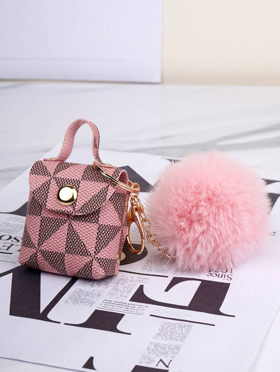 Fashionable Headphone Coin Purse Keychain Pendant Accessories College Supplies University Keychain Charms Keychain Plush Gifts For Women Keychain Accessories Key Chains For Women - Pink - View 1
