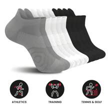 Sports Outdoor 5 Pairs Women Athletic Lightweight Breathable Compression Running Ankle Socks Black Gray White
