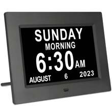7 Inch Clock With Day And Date For Elderly Large Display Digital Clock 5 Alarm 3 Medicine Reminders Large Font Dementia Clock Alarm Clock For Seniors Day Clock White - 黑色 - 查看 1
