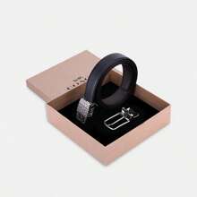 男士皮带铭牌线束可裁剪尺寸双面皮带，2 种带扣选择，适合长裤牛仔裤套装，30 毫米皮带，Coach 礼品盒装，F65186 - 黑色 - 查看 1