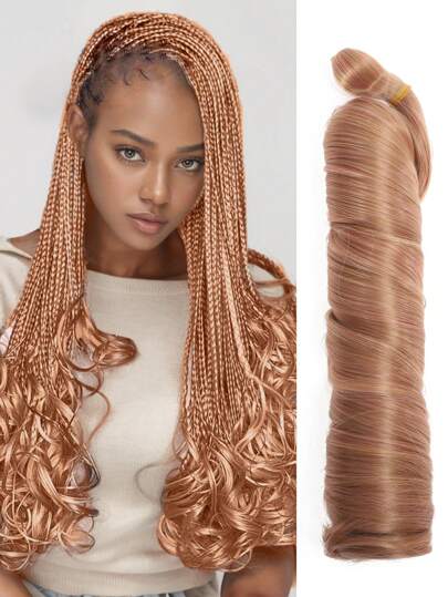22-Inch 150g Synthetic Heat-Resistant French Braided Hair Extensions, Available In Pink, Brown, Multi-Color, Natural Wavy Curly Crochet Braids, Fluffy Wavy Curls For Women's Daily, Festival, Party And Cosplay