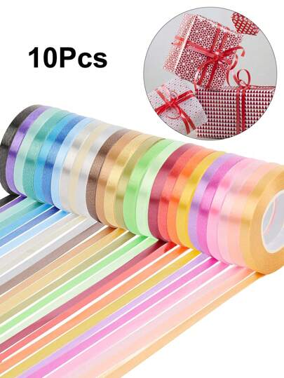 10 Rolls Of Curly Ribbon Balloon Rope Rolls Of Gift Wrap Ribbon For Packaging, Crafts, Weddings, Parties, Holidays, Florist Flowers, Valentine's Day Gift Wrapping, Gift Box Wrapping, Eid Al Adha Decorations, Graduation Gift Wrapping (196 Inches Long Per Roll / 10 Colors)