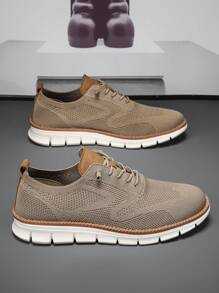 Ladies Dress Sneakers Casual Men Dress Shoes Mesh Sneakers Lightweight Breathable Fashion Walking Sneakers. - 卡其色 - 查看 3
