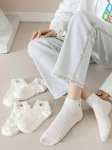 Sport în aer liber 5 perechi de șosete florale pentru bărci pentru femei, șosete drăguțe de desene animate, șosete moi și confortabile pentru absorbția transpirației deasupra gleznei