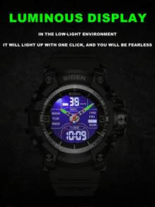 BIDEN 1pc Men's Watch Fashion Student Electronic Watch Multi Functional Outdoor Sports Watch Time Alarm Clock Calendar Week LCD Men's Waterproof Watch - Black - View 3