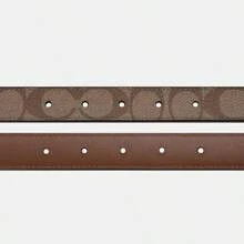 Coach 女士细皮带，女士连衣裙牛仔裤的理想腰带，时尚腰带，带金色 C 标志扣，礼品盒装标志性扣腰带，商务休闲日常佩戴腰带 25 毫米 C5716 IMBDX M - 卡其色 - 查看 6