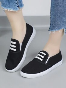 Lightweight Slip-On Casual Work Shoes For Women, Soft Bottom Canvas Sneakers, Loafers, Comfortable Daily Wear