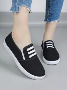 Lightweight Slip-On Casual Work Shoes For Women, Soft Bottom Canvas Sneakers, Loafers, Comfortable Daily Wear