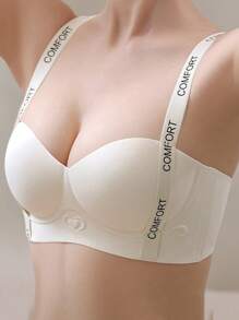 4pcs/Set Women's Half Cup Bra, Push-Up Padded Underwireless Backless Brassiere, Lingerie