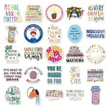 Motivational Mental Health Diary Stickers, Creative English Language Stickers For Laptop, Phone, Notebook, Luggage, Waterproof Back To School