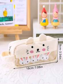 1pc Cute Plush Animal Pencil Case, Large Capacity Multi-Functional Learning Stationery, Quirky & Minimalist Design,Back To School,Bag - Multicolor - View 2