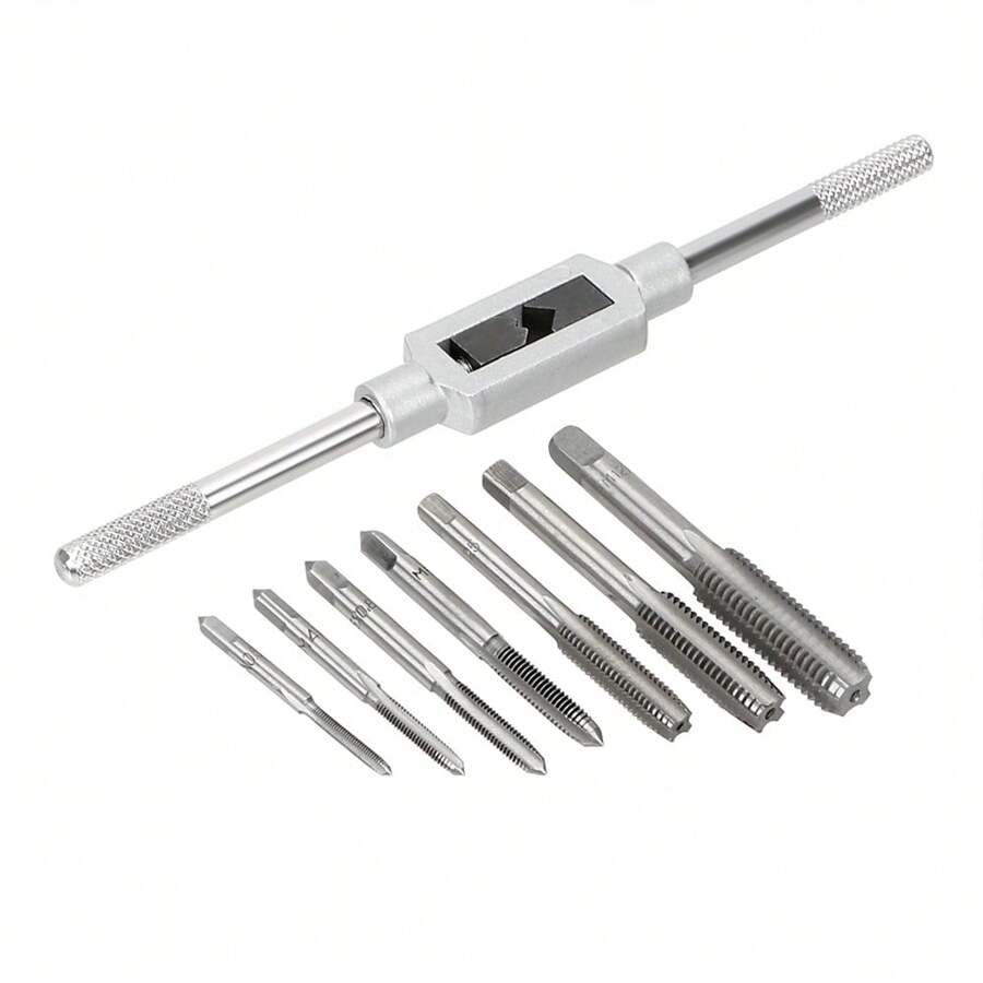 M3-M12 丝锥扳手 DIY 手动工具套件丝锥工具套装 8 合 1 高速钢 - 銀色 - 查看 1